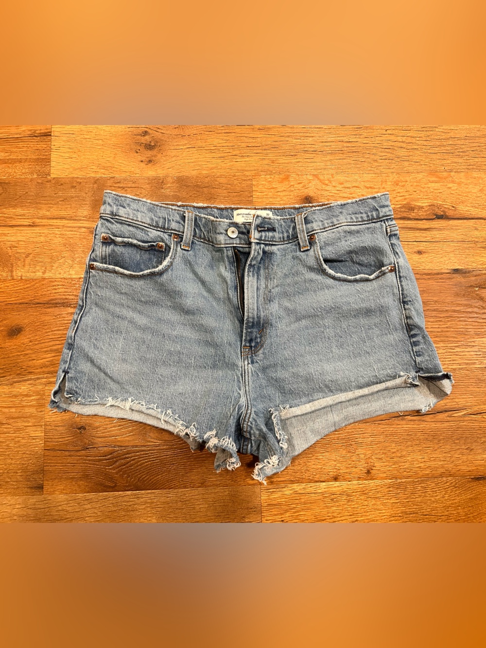 Abercrombie & Fitch Light Blue Distressed Denim Shorts